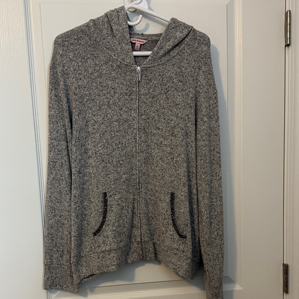 Juicy Couture Heather Gray Knit Zip Hoodie Style Top
